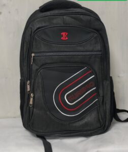 A black school or sports backpack with a gray, textured fabric