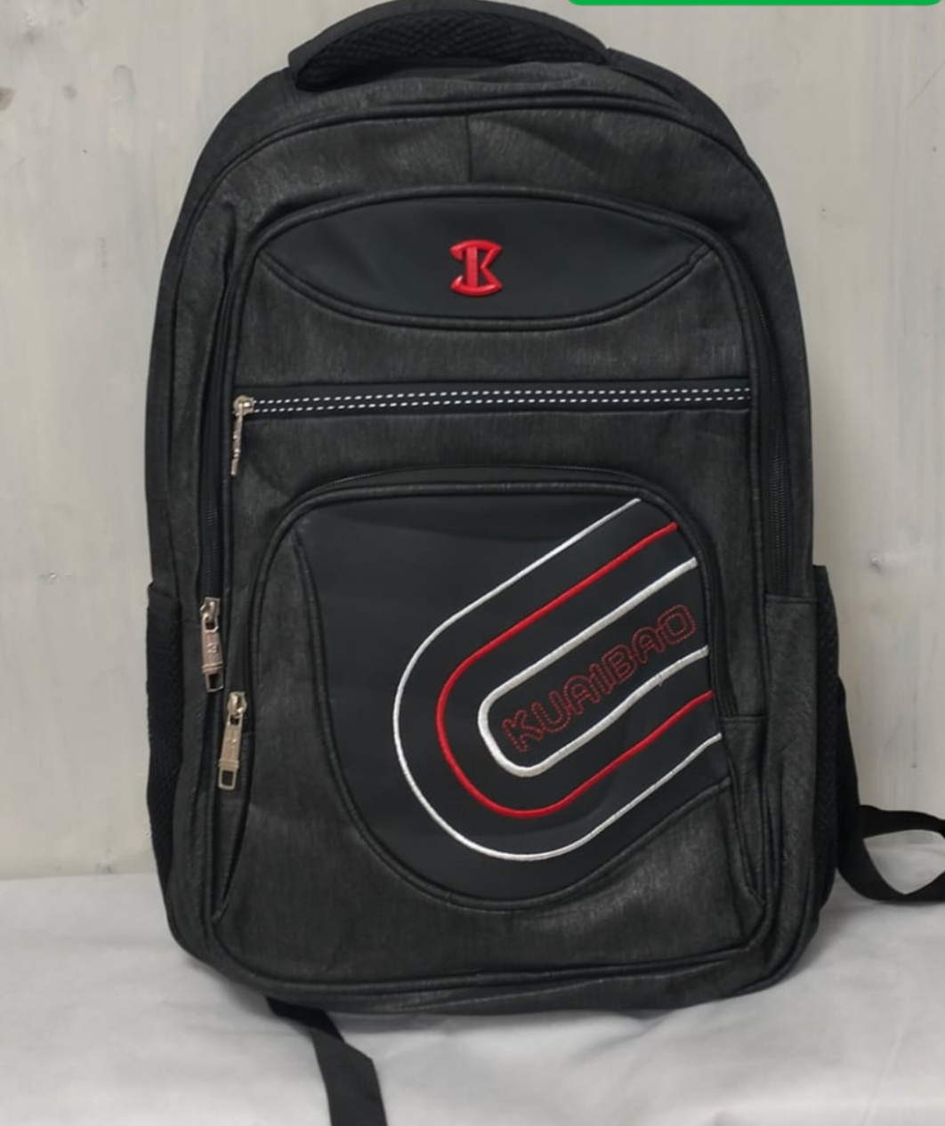 A black school or sports backpack with a gray, textured fabric