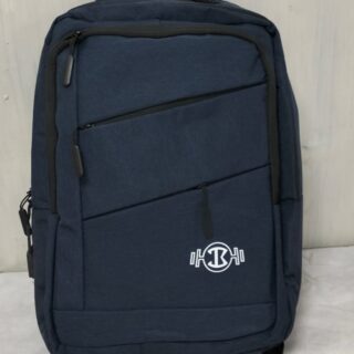 A professional navy blue backpack with a minimalist, streamlined design