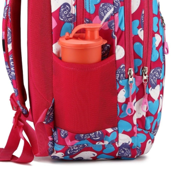 Sweet Love Hearts School Backpack – Pink & Colorful Heart Print - Image 5