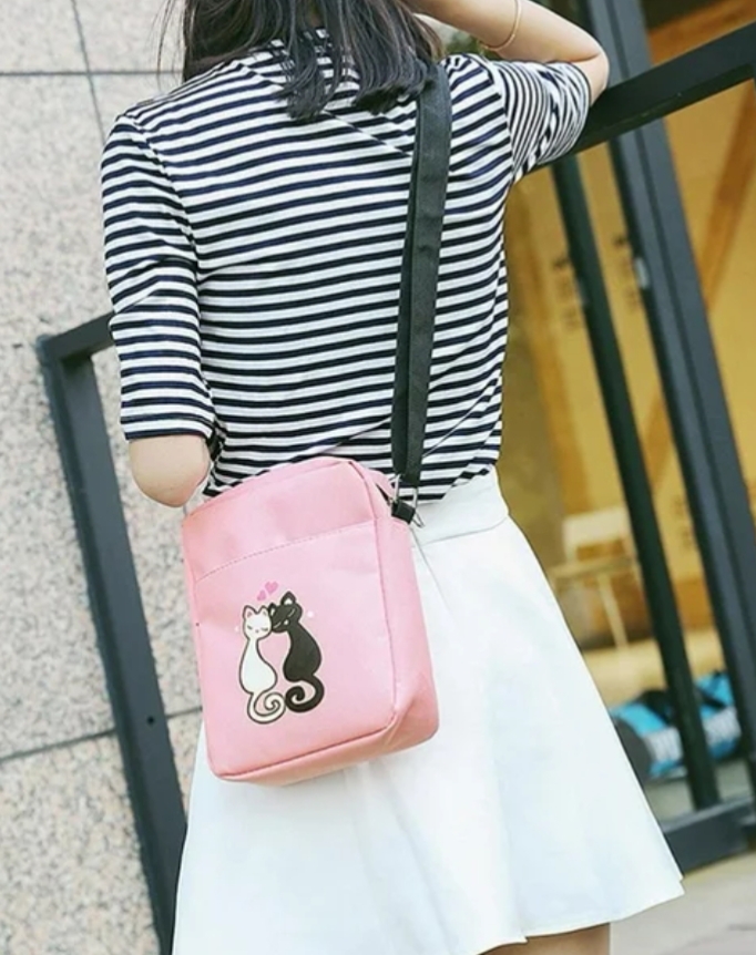 Kawaii Cat Love Pink Backpack Set - Image 5